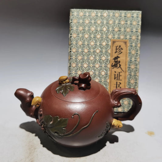 Chinese Yixing Zisha Clay Teapot  Squirrel Grape pot Wang Yinxian 400ml