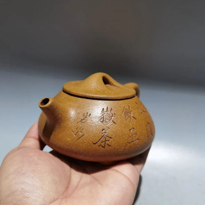Chinese Yixing Zisha Clay Teapot  Stone Ladle Pot Zhejiang Ning Yucheng Kiln 180ml