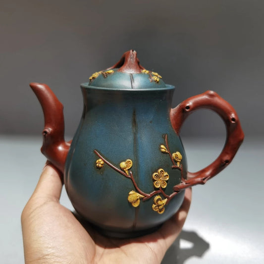 Chinese Yixing Zisha Clay Teapot  Three color plum blossom Pot Jinding trademark 400ml