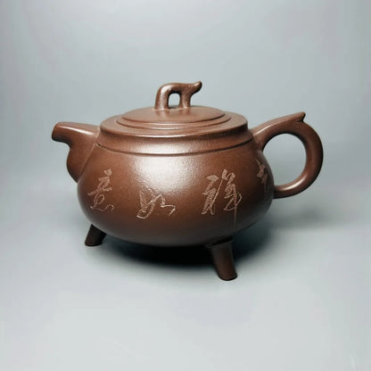 Chinese Yixing Zisha Clay Teapot  Three legged Bamboo Tripod Pot  Jing Nanshan Jiao 360ml
