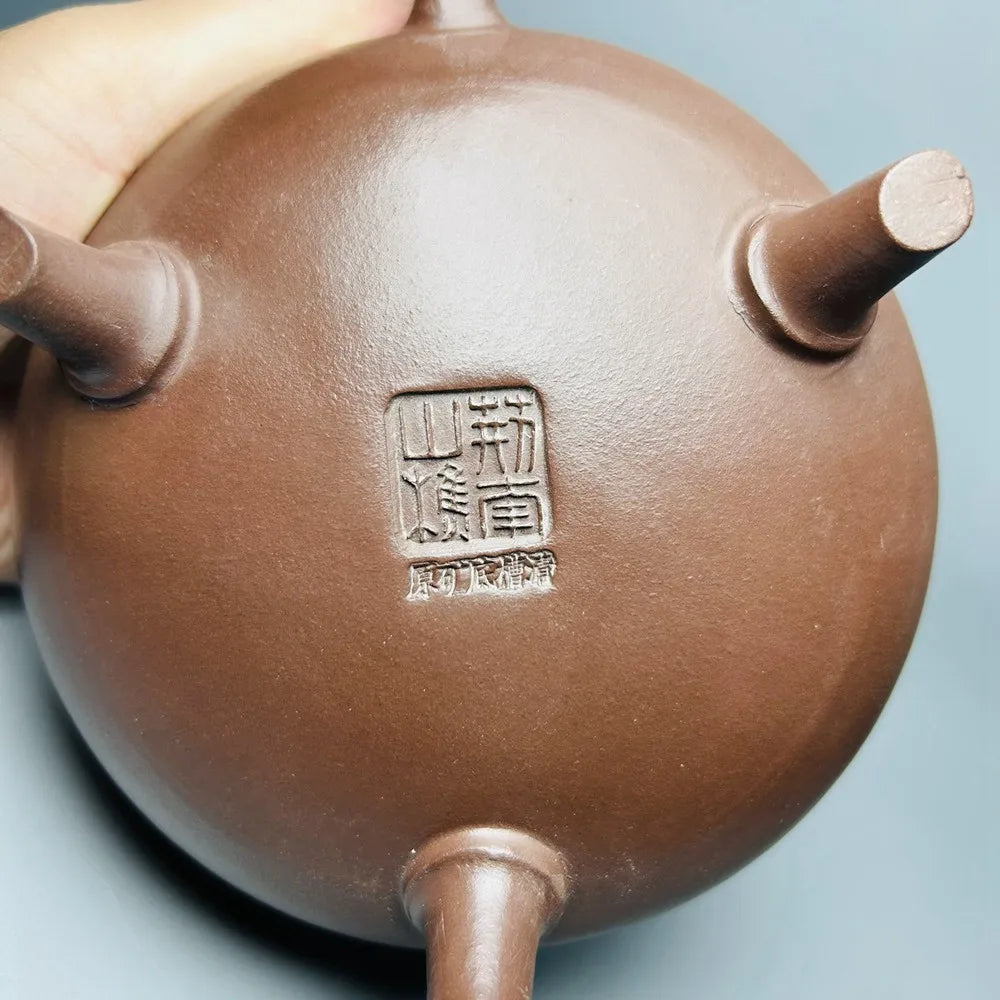 Chinese Yixing Zisha Clay Teapot  Three legged Bamboo Tripod Pot  Jing Nanshan Jiao 360ml