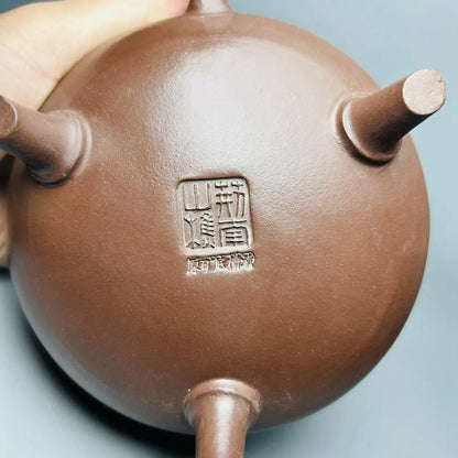 Chinese Yixing Zisha Clay Teapot  Three legged Bamboo Tripod Pot  Jing Nanshan Jiao 360ml