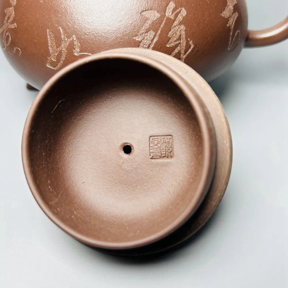 Chinese Yixing Zisha Clay Teapot  Three legged Bamboo Tripod Pot  Jing Nanshan Jiao 360ml