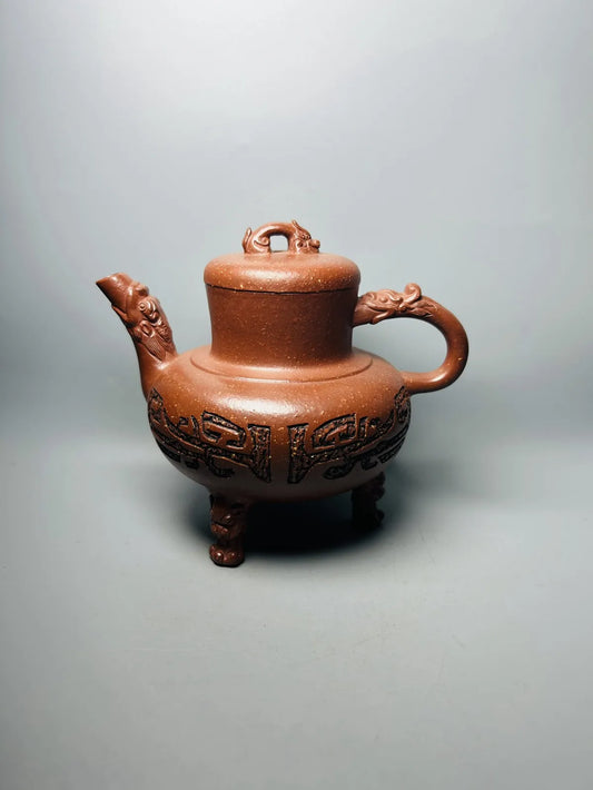 Chinese Yixing Zisha Clay Teapot  Three legged Dragon Pot Gu Jianjun 360ml