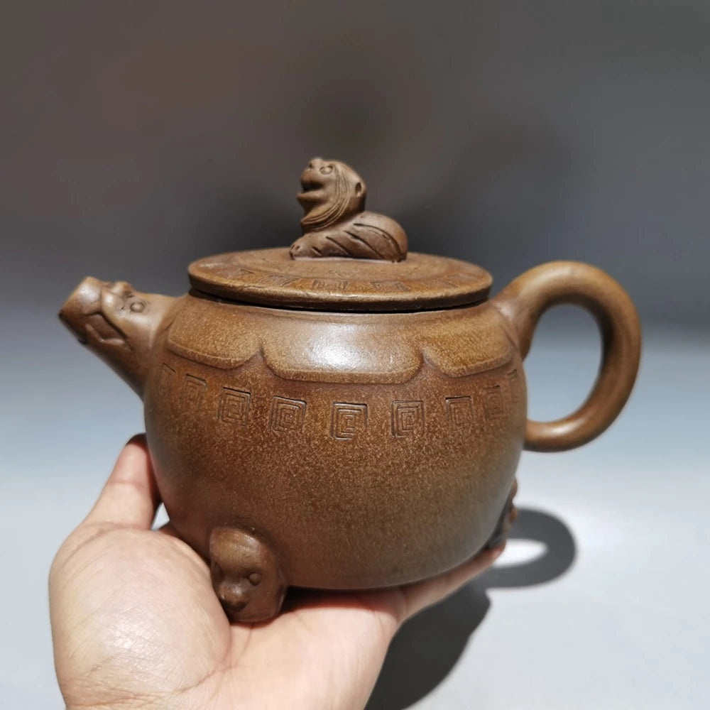 Chinese Yixing Zisha Clay Teapot  Three legged Lion Zun Pot Chen Mingyuan 580ml