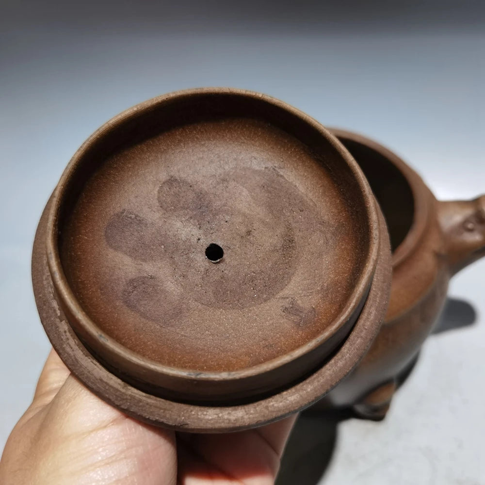 Chinese Yixing Zisha Clay Teapot  Three legged Lion Zun Pot Chen Mingyuan 580ml