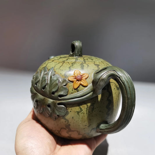 Chinese Yixing Zisha Clay Teapot  Watermelon Pot Jiang Yanting 460ml