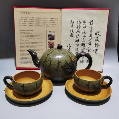Chinese Yixing Zisha Clay Teapot  Watermelon set pot Jiang Rong Raw ore section mud 460ml