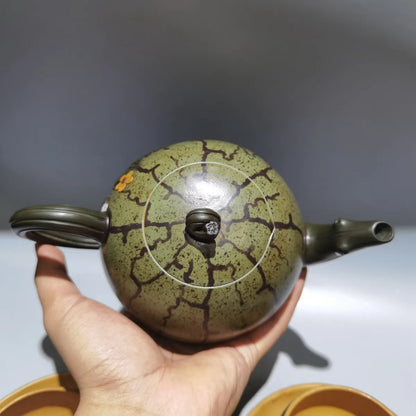 Chinese Yixing Zisha Clay Teapot  Watermelon set pot Jiang Rong Raw ore section mud 460ml