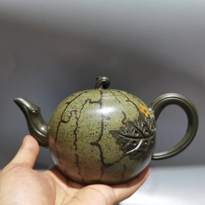 Chinese Yixing Zisha Clay Teapot  Watermelon set pot Jiang Rong Raw ore section mud 460ml