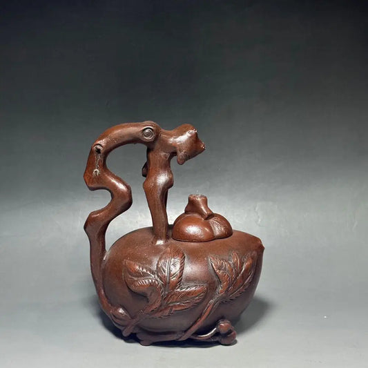 Chinese Yixing Zisha Clay Teapot  Xiantao lifting beam Pot Wang Yinxian 480ml