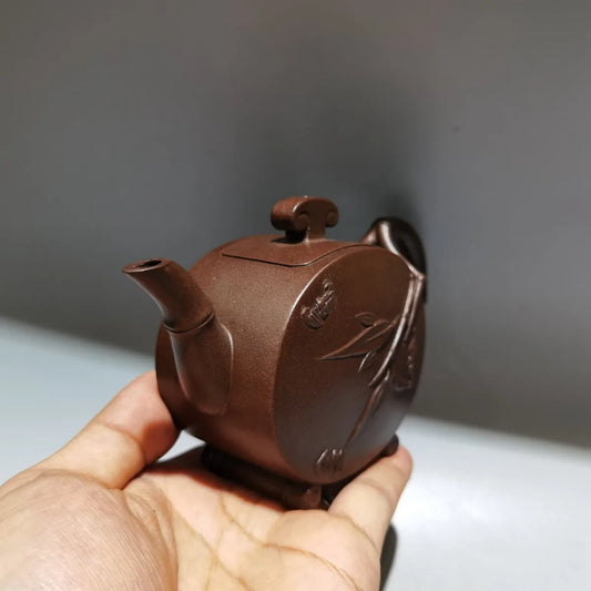 Chinese Yixing Zisha Clay Teapot  Xiaopin Bamboo Section Pot Fan Zhongquan 100ml