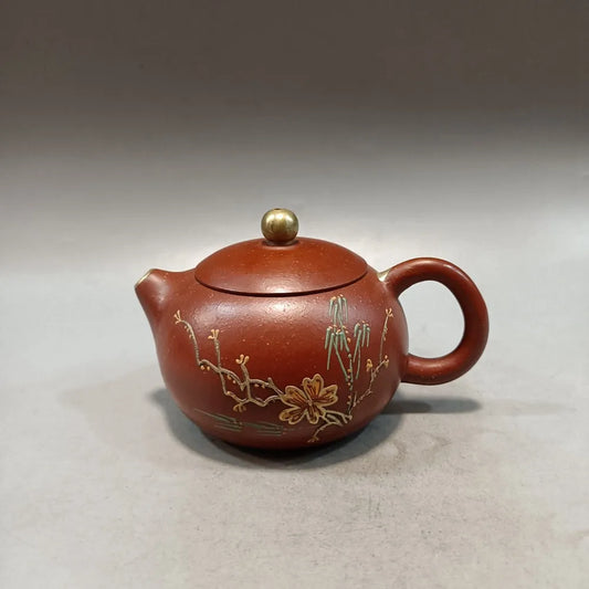 Chinese Yixing Zisha Clay Teapot  Xishi Colored Painting Pot  Gu Jingzhou  170ml