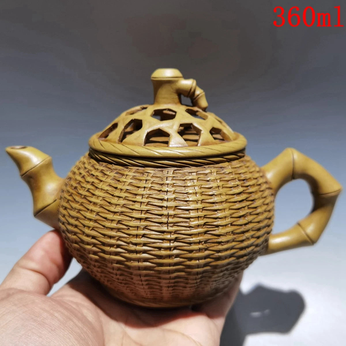 Chinese Yixing Zisha Clay Teapot Yellow Duan Mud Bamboo Weaving Kungfu Tea Set