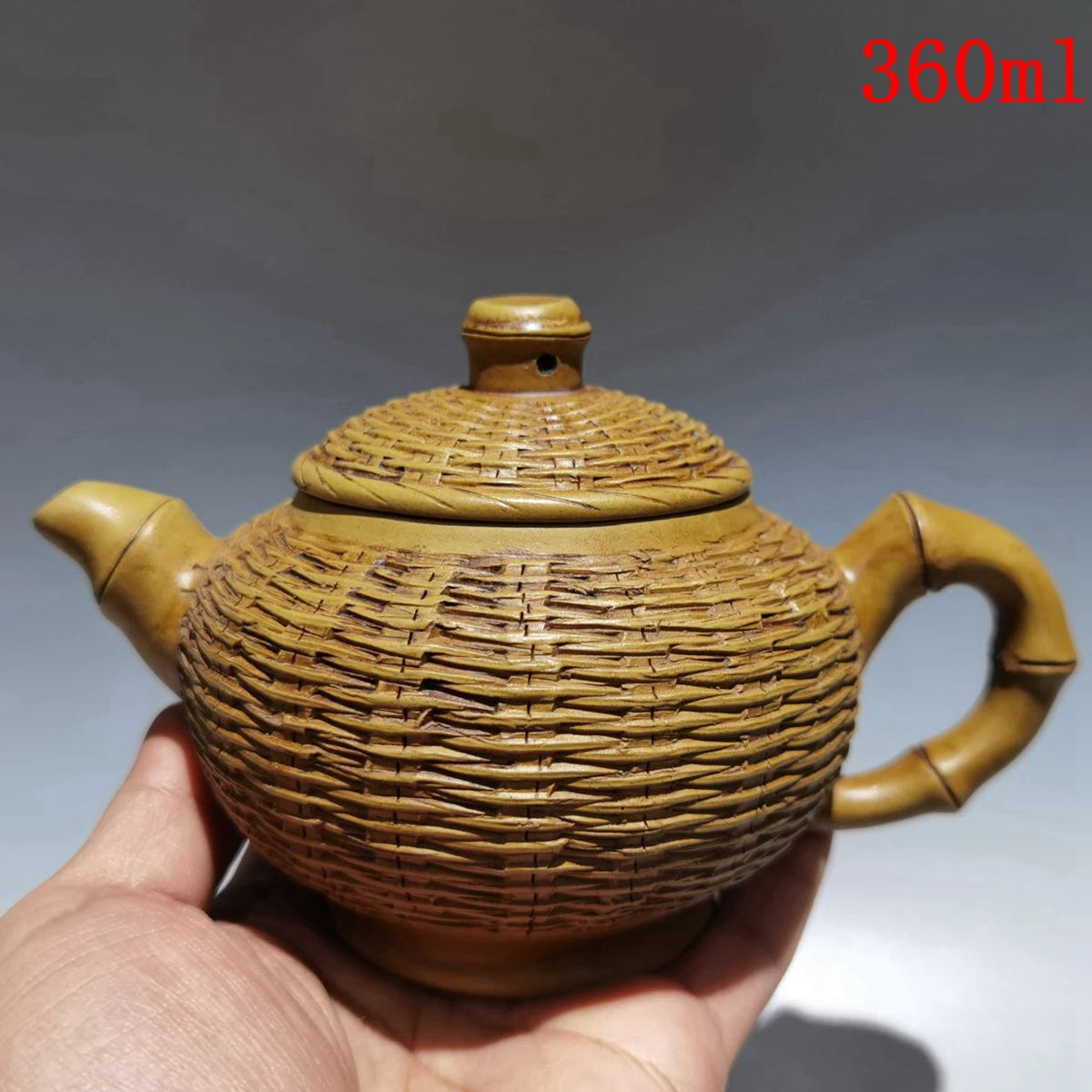 Chinese Yixing Zisha Clay Teapot Yellow Duan Mud Bamboo Weaving Kungfu Tea Set