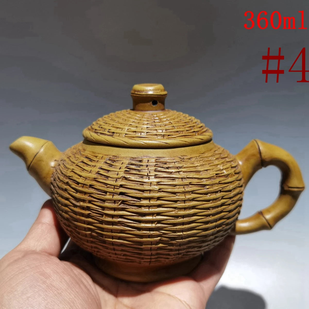 Chinese Yixing Zisha Clay Teapot Yellow Duan Mud Bamboo Weaving Kungfu Tea Set