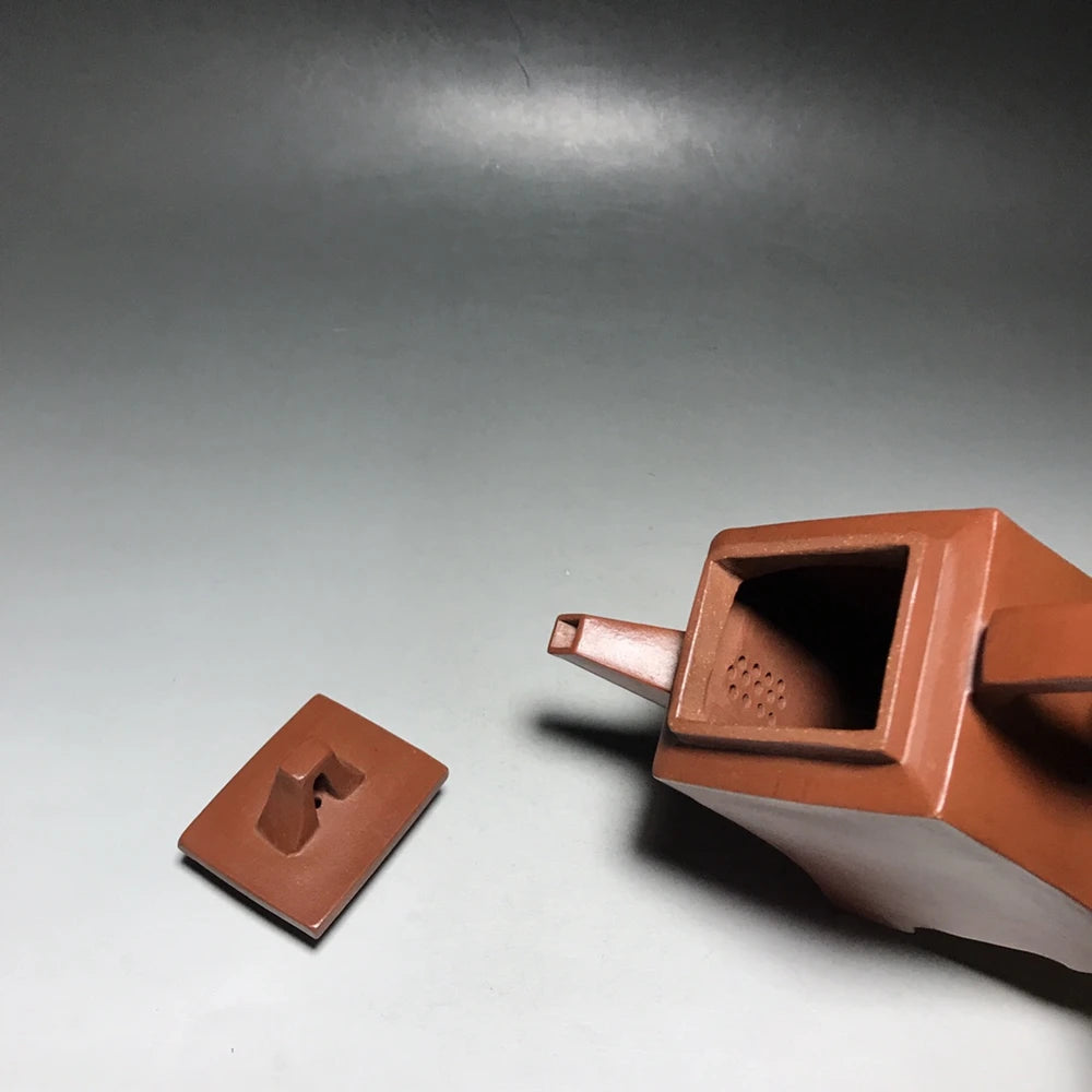 Chinese Yixing Zisha Clay Teapot  archaic rhyme square Pot Jinding trademark 350ml