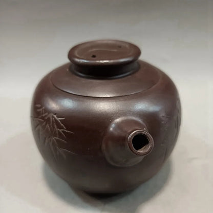 Chinese Yixing Zisha Clay Teapot  carved word Eight Trigrams Pot  Wang Yinchun 320ml
