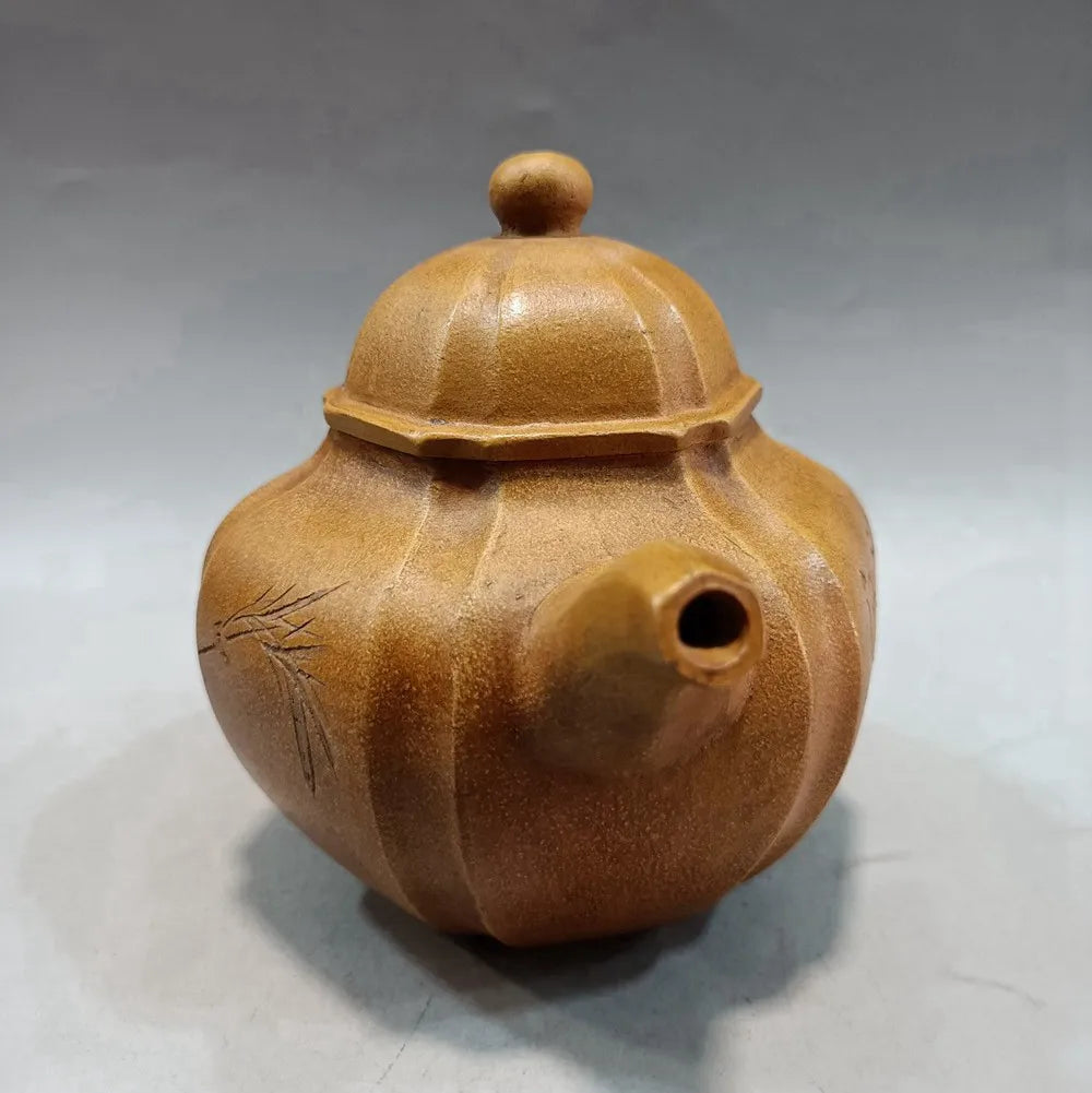 Chinese Yixing Zisha Clay Teapot  carved word Pot  Chen Mingyuan 420ml