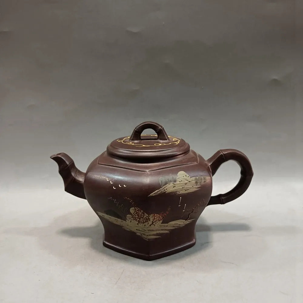 Chinese Yixing Zisha Clay Teapot  color paintting Pot  Jinding trademark 360ml