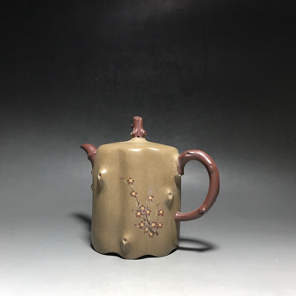Chinese Yixing Zisha Clay Teapot  colored plum blossom tree stumps Pot  Wang Yinxian 500ml