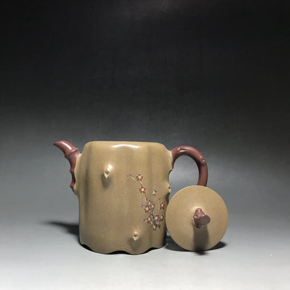 Chinese Yixing Zisha Clay Teapot  colored plum blossom tree stumps Pot  Wang Yinxian 500ml
