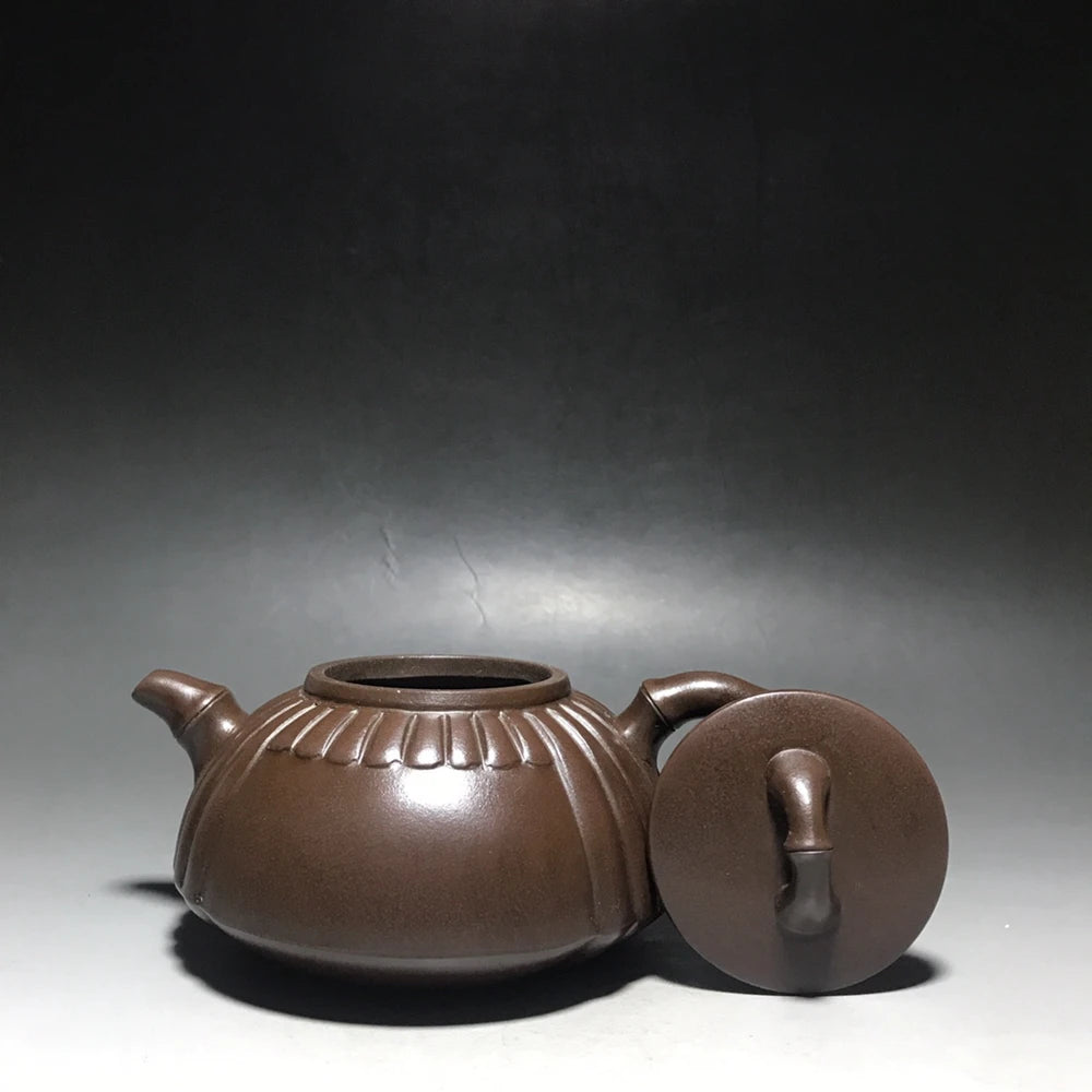 Chinese Yixing Zisha Clay Teapot  flat bamboo Pot  Gu Jingzhou 350ml