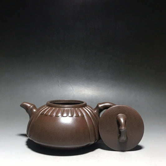 Chinese Yixing Zisha Clay Teapot  flat bamboo Pot  Gu Jingzhou 350ml