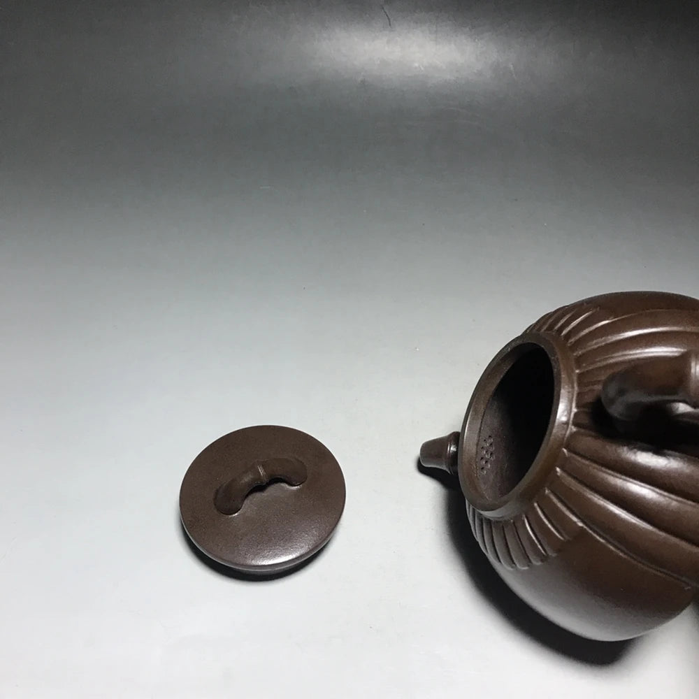 Chinese Yixing Zisha Clay Teapot  flat bamboo Pot  Gu Jingzhou 350ml