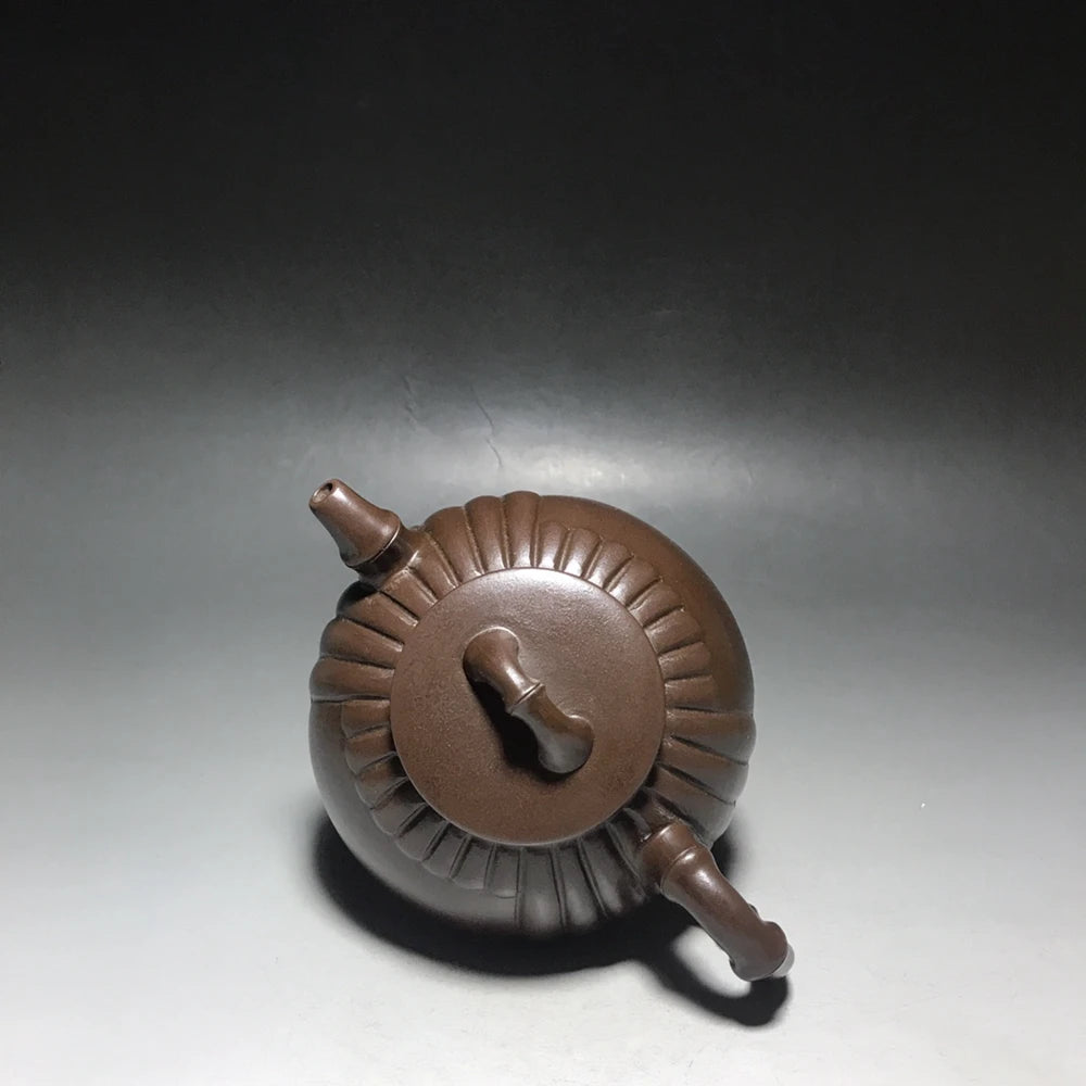 Chinese Yixing Zisha Clay Teapot  flat bamboo Pot  Gu Jingzhou 350ml
