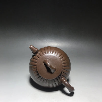 Chinese Yixing Zisha Clay Teapot  flat bamboo Pot  Gu Jingzhou 350ml