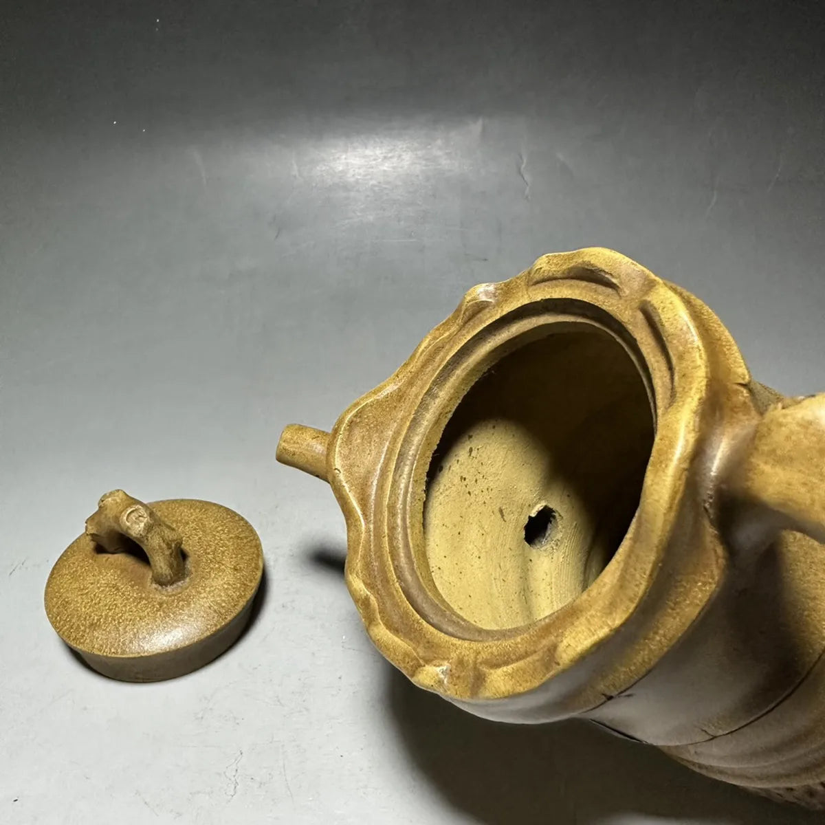 Chinese Yixing Zisha Clay Teapot  high Bamboo joint Pot Chen Mingyuan 400ml
