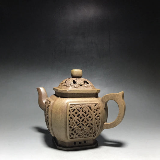 Chinese Yixing Zisha Clay Teapot  hollow plum blossom Pot  Jinding trademark 500ml