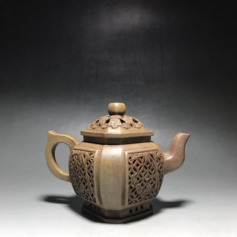 Chinese Yixing Zisha Clay Teapot  hollow plum blossom Pot  Jinding trademark 500ml