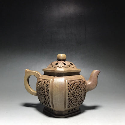 Chinese Yixing Zisha Clay Teapot  hollow plum blossom Pot  Jinding trademark 500ml