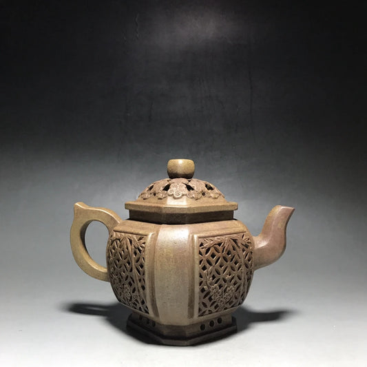 Chinese Yixing Zisha Clay Teapot  hollow plum blossom Pot  Jinding trademark 500ml