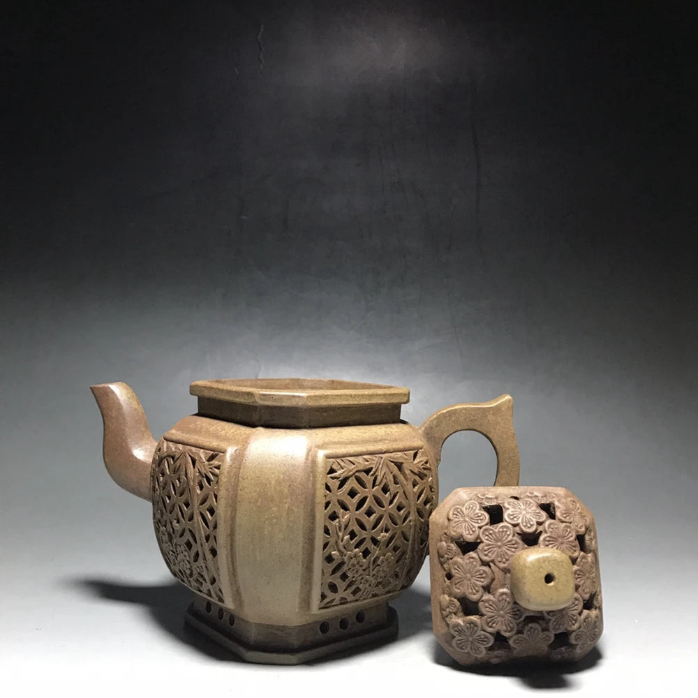 Chinese Yixing Zisha Clay Teapot  hollow plum blossom Pot  Jinding trademark 500ml