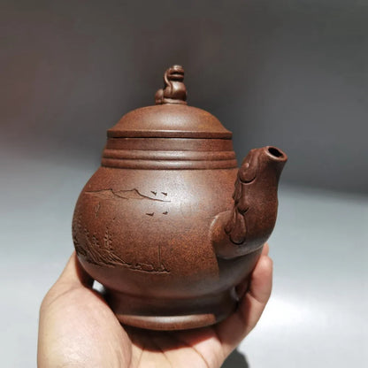 Chinese Yixing Zisha Clay Teapot  kiln change Phoenix beaked Pot Gu Jingzhou 380ml