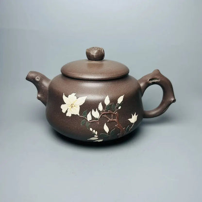 Chinese Yixing Zisha Clay Teapot  pile painting flowers  Pot  Jiang Jingming 360ml