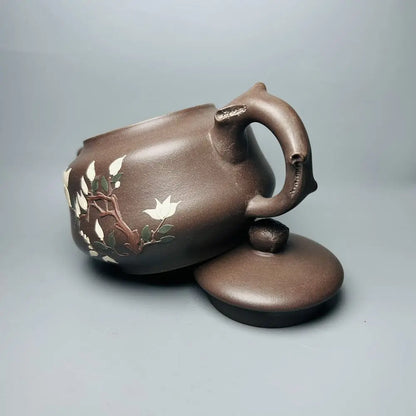 Chinese Yixing Zisha Clay Teapot  pile painting flowers  Pot  Jiang Jingming 360ml