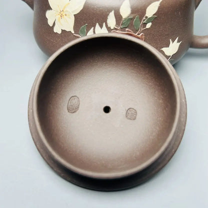 Chinese Yixing Zisha Clay Teapot  pile painting flowers  Pot  Jiang Jingming 360ml