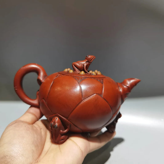 Chinese Yixing Zisha Clay Teapot red mud Frog Lotus Seed Pot Jiang Rong 420ml