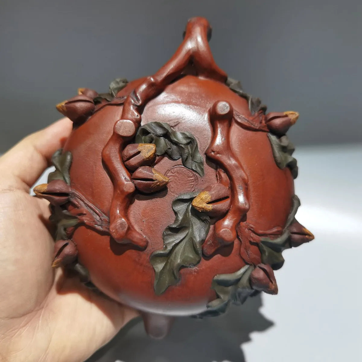 Chinese Yixing Zisha Clay Teapot red mud Longevity Peach Pot Jiang Rong 450ml