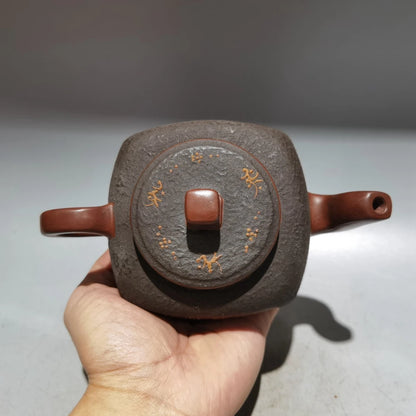 Chinese Yixing Zisha Clay Teapot  square Mud Painting Pot Gu Jingzhou 300ml