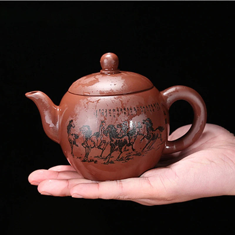 Chinese Yixing Zisha Teapot Raw Ore Zhu Mud Pot Handmade Beauty Tea Infuser Household Drinkware Tradition Tea Set Supplies 300ml