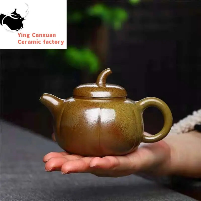 Chinese Yixing handmade purple sand teapot raw ore wood-burning tomato melon pot Kung Fu teapot collection ceremony tea set