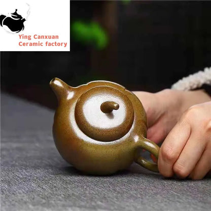 Chinese Yixing handmade purple sand teapot raw ore wood-burning tomato melon pot Kung Fu teapot collection ceremony tea set