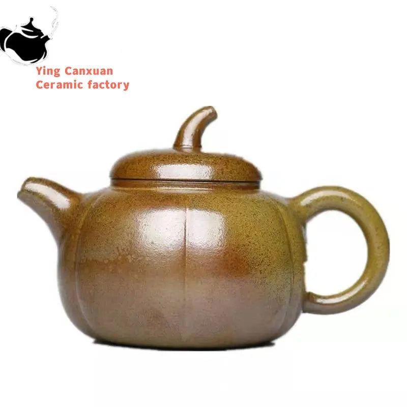 Chinese Yixing handmade purple sand teapot raw ore wood-burning tomato melon pot Kung Fu teapot collection ceremony tea set