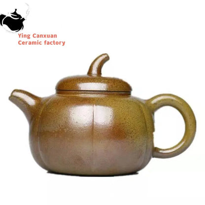 Chinese Yixing handmade purple sand teapot raw ore wood-burning tomato melon pot Kung Fu teapot collection ceremony tea set