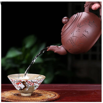 Chinese Yixing teapot purple clay tea pot handmade unique shape purple casserole household Dahongpao Tieguanyin tea set 450ml